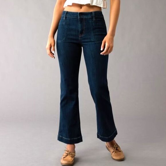 American Eagle High Rise Kick Boot Crop Jeans - Picture 1 of 16